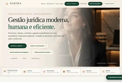 Tela inicial do projeto de demonstração Aurora Jurídico